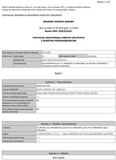 KRS tłumaczenie na angielski krs po angielski odpis krs po angielsku