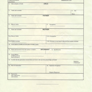 angielski akt urodzenia