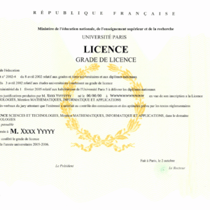 Francuski Dyplom Ukończenia Studiów (Diplôme national de licence/de master) - tłumaczenie przysięgłe