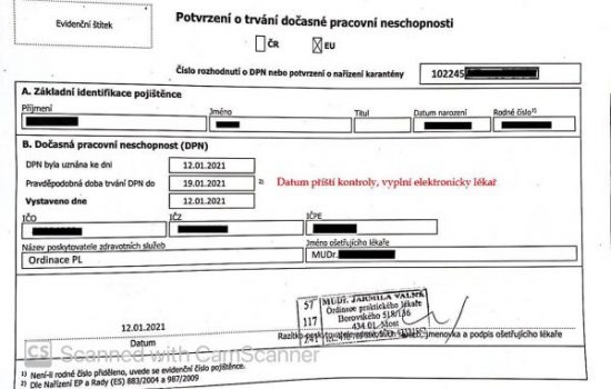 Tłumaczenie czeskiego zwolnienienia lekarskiego