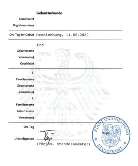 Tłumaczenie przysięgłe Niemiecki Akt Urodzenia na język polski