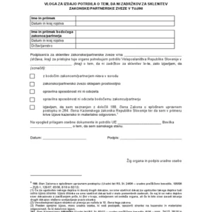 Słoweńskie zaświadczenie o braku okoliczności wyłączającej małżeństwo (Potrdilo o sposobnosti za sklenitev zakonske zveze) – tłumaczenie przysięgłe