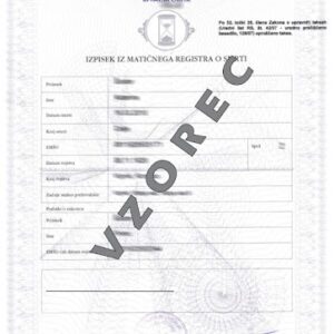Słoweński akt zgonu (Izpisek iz matičnega registra o smrti) – tłumaczenie przysięgłe