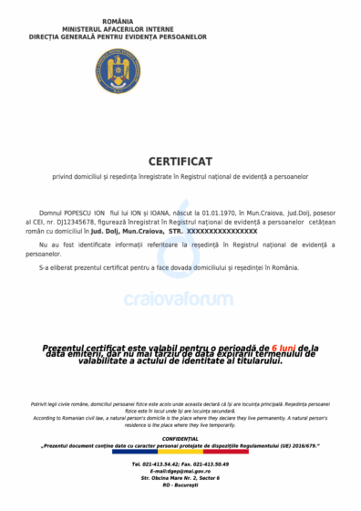 Rumuńskie zaświadczenie o miejscu zamieszkania (Certificat de atestare a domiciliului) – tłumaczenie przysięgłe