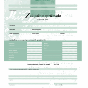 Słoweńskie świadectwo ukończenia szkoły podstawowej (Zaključno spričevalo osnovne šole) – tłumaczenie przysięgłe